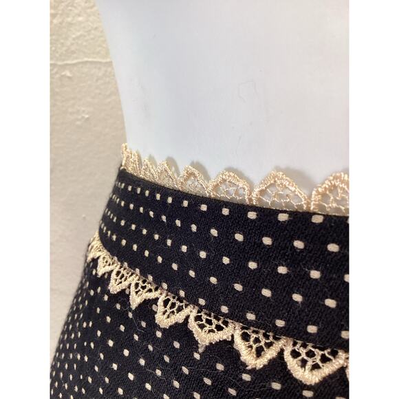Nanette Lepore Y2K Secretary Black Ivory Polka Dot Aline Lace Wool Work Skirt 6 - Picture 7 of 7